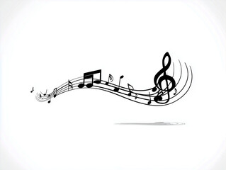 black silhouette of musical notes isolated on white background