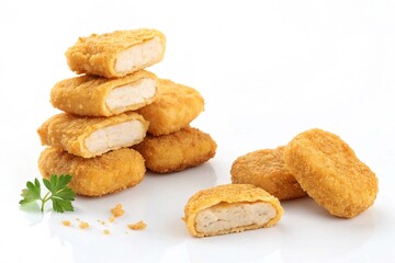 Chicken nuggets on white background
