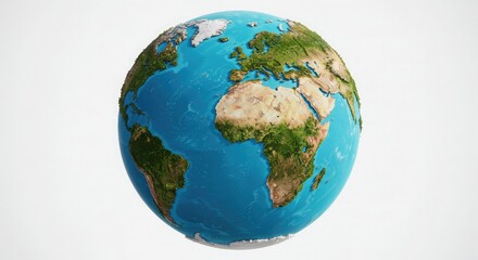 Fototapeta premium Stunning realistic 3D globe showcasing diverse continents oceans and topography with vibrant colors ideal for global concepts and environmental awareness projects