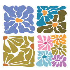 fondo cuadrado con cuatro ilustraciones de flores de arte 