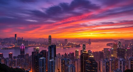 Fototapeta premium Cityscape sunset panorama