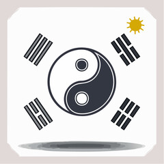 South Korea flag vector icon in a modern, stylized design. A simple graphic illustration of the national Taegeukgi symbol for cultural representation