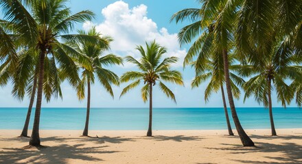 Tropical beach palm trees