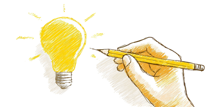 Hand drawing a lightbulb idea
