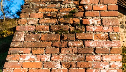 Close-up of a weathered brick wall