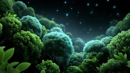 Dreamy Forest with Fireflies Sparkling Greenery