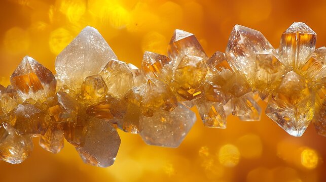 Crystalline lattice structure of sodium chloride a vibrant orange backdrop