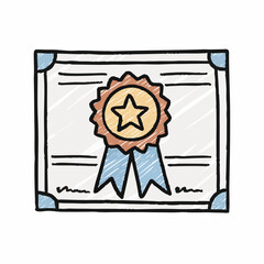 Cute Handdrawn Colorful Achievement Certificate Award Document Illustration