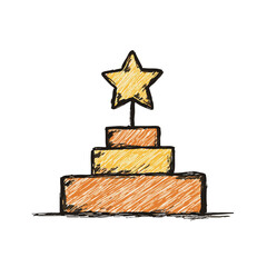 Grunge Scribble Style Hand Drawn Star Trophy Achievement Award Illustration