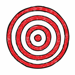 Obraz premium Red Scribble Style Target with Concentric Circle Icon Design Element