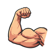 Naklejka premium Cartoon Graphic Strong Arm Bicep Muscle Body Part Illustration
