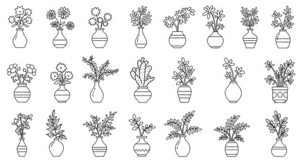 Various flower vases illustrations