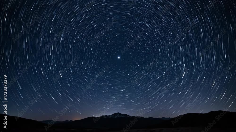 Canvas Prints mesmerizing timelapse of star trails rotating around the celestial pole in a clear night sky discove