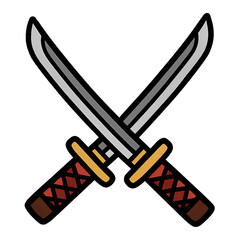 A pair of crossed swords symbolizing strength, honor, and tradition in a vibrant and artistic design.