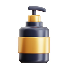 Dark Blue and Gold Liquid Soap Dispenser Bottle on Transparent Background