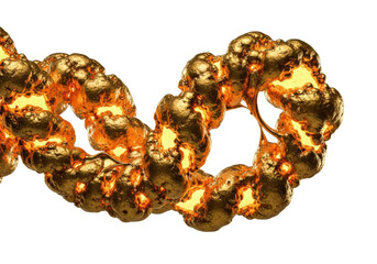 Voluminous molten gold metal slowly coiling, solidifying into intricate forms with radiant glow against stark white background, hyper-detailed macro, elemental transformation concept