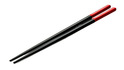Pair of black chopsticks with red handles (1)