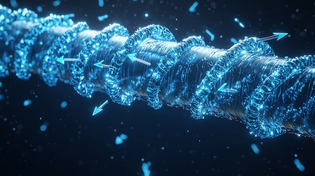 Digital illustration of nucleophilic substitution reaction with animated arrows