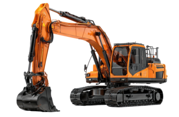 Orange heavy-duty excavator