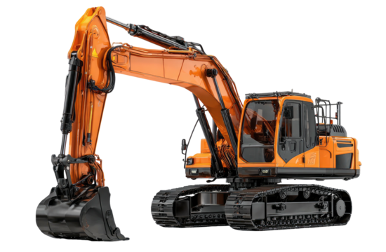 Orange heavy-duty excavator