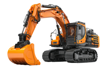 Orange excavator on tracks