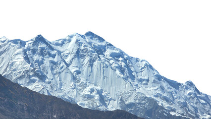 Rakaposhi Mountain in Gilgit Isolated on a White Background with Copy Text Space. Majestic Landscape Element for Travel Posters, Cultural Themes, and Nature-Inspired Designs. PNG File