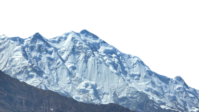 Rakaposhi Mountain in Gilgit Isolated on a White Background with Copy Text Space. Majestic Landscape Element for Travel Posters, Cultural Themes, and Nature-Inspired Designs. PNG File
