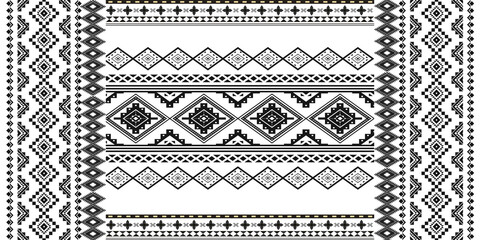 Captivating textile pattern with intricate geometric designs. This striking visual showcases a tapestry of symmetrical shapes and repeating motifs, an eye-catching backdrop.