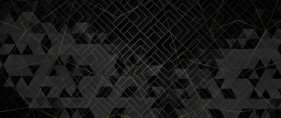 Abstract geometric patterns and textures blend seamlessly. Dark background with a complex network of lines. Geometric shapes, offering a sophisticated aesthetic.