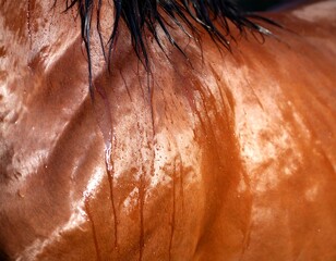 Close-up of a wet horse's back