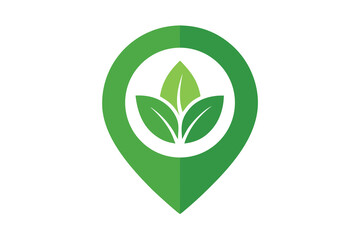 Green Leaf Icon Inside Location Pin map marker navigation