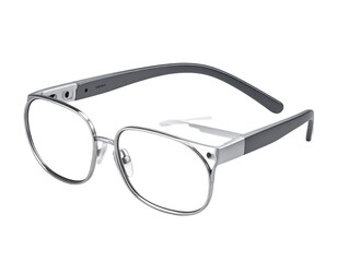  Augmented Reality Smart Glasses Side Angle with Folded Frame, minimalist style, isolated