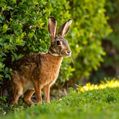 Fototapeta premium Brown hare in a garden