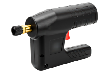 Handheld cordless electric air pump for inflating tires on a transparent background