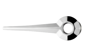 Sleek chrome-plated metal diverter handle for a shower system on a transparent background