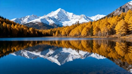 Fototapeta premium AutumnLakeReflectionsMountain