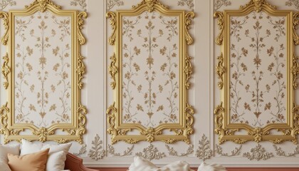 Elegant white and gold wall design, luxurious interior decor inspiration for modern homes