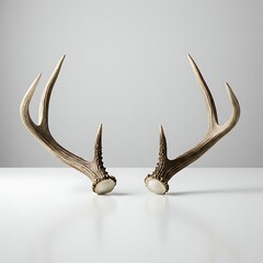 Isolated Deer Antlers on White Background Close-up