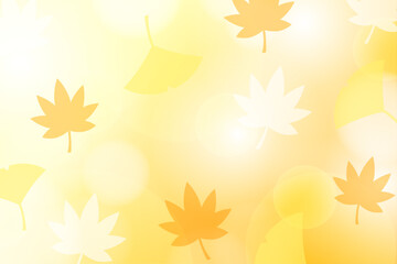 Obraz premium 紅葉とイチョウが舞う秋の暖かい背景デザイン 黄色