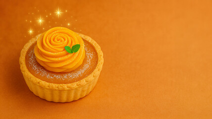 カボチャのタルト｜バラのように美しい秋のスイーツ/Pumpkin Tart｜Elegant Rose-Shaped Autumn Dessert Generative AI