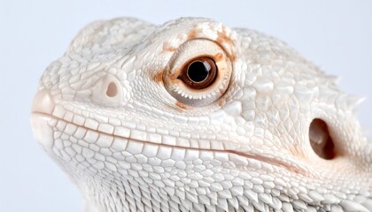 Close-up of a white bearded dragon's head