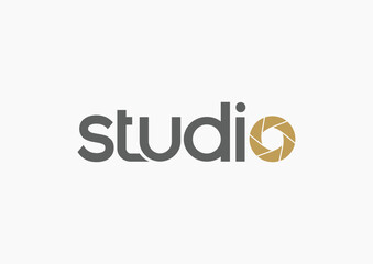 Simple Photography Studio Logo with Aperture Shutter Icon