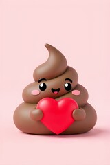 ** Cute Poo Emoji Holding a Heart