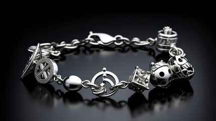 A photo of a silver charm bracelet.