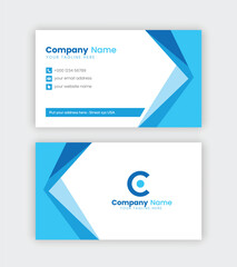 Dynamic White and Blue Business Card Template with Modern Abstract Geometric Overlays
