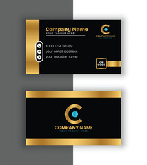 Modern Black and Gold Business Card Template with Elegant Vertical Side Bar Design