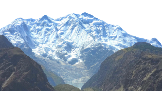 Rakaposhi Mountain in Gilgit Isolated on a White Background with Copy Text Space. Majestic Landscape Element for Travel Posters, Cultural Themes, and Nature-Inspired Designs. PNG File