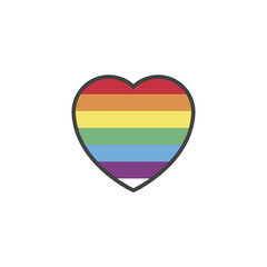 Isolated rainbow pride flag heart icon symbolizing love, equality, and the LGBTQ community