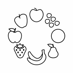 Fruity Fun Line Art Vector