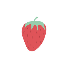 Cute cartoon strawberry illustration in a simple flat style for concepts of summer and joy
